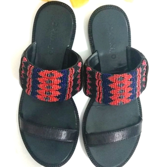 DANNIJO BLACK LEATHER NELLA BEADED SANDALS 8.5 - Picture 6 of 13